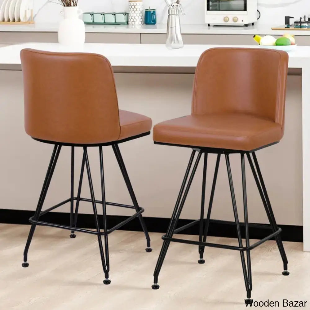 Princetone Swivel 26’’ Counter And Bar Stool (Set Of 2) Brown