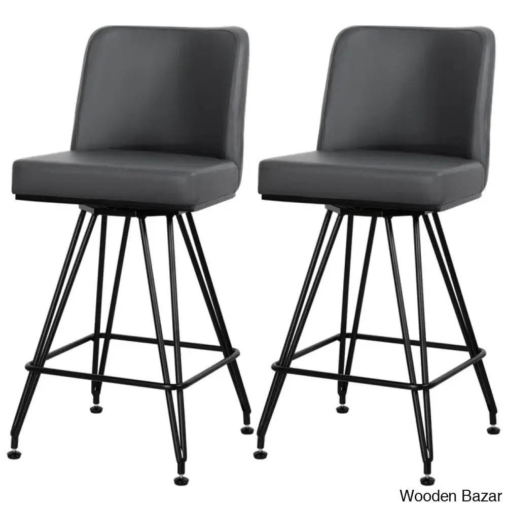 Princetone Swivel 26’’ Counter And Bar Stool (Set Of 2) Gray