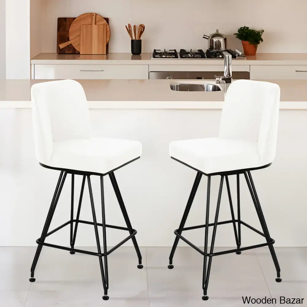 Princetone Swivel 26’’ Counter And Bar Stool (Set Of 2) White