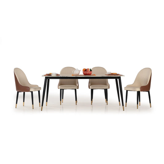 Elegant 6 Seater Dining Set With Premium Marble Finish Top