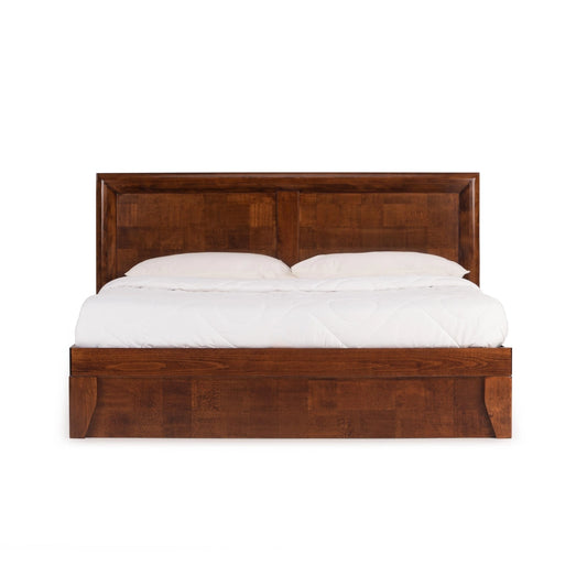 Marry Hydraulic Queen Size Bed In Solid Wood - Wooden Bazar