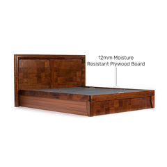Marry Hydraulic Queen Size Bed In Solid Wood - Wooden Bazar