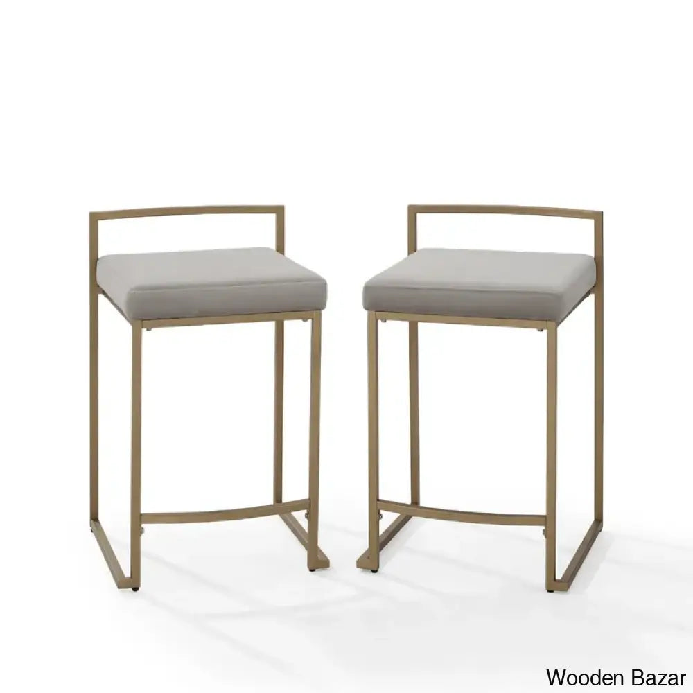 Progresoz Upholstered Counter And Bar Stool With Metal Frame (Set Of 2)