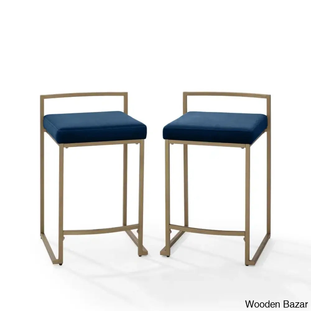 Progresoz Upholstered Counter And Bar Stool With Metal Frame (Set Of 2)