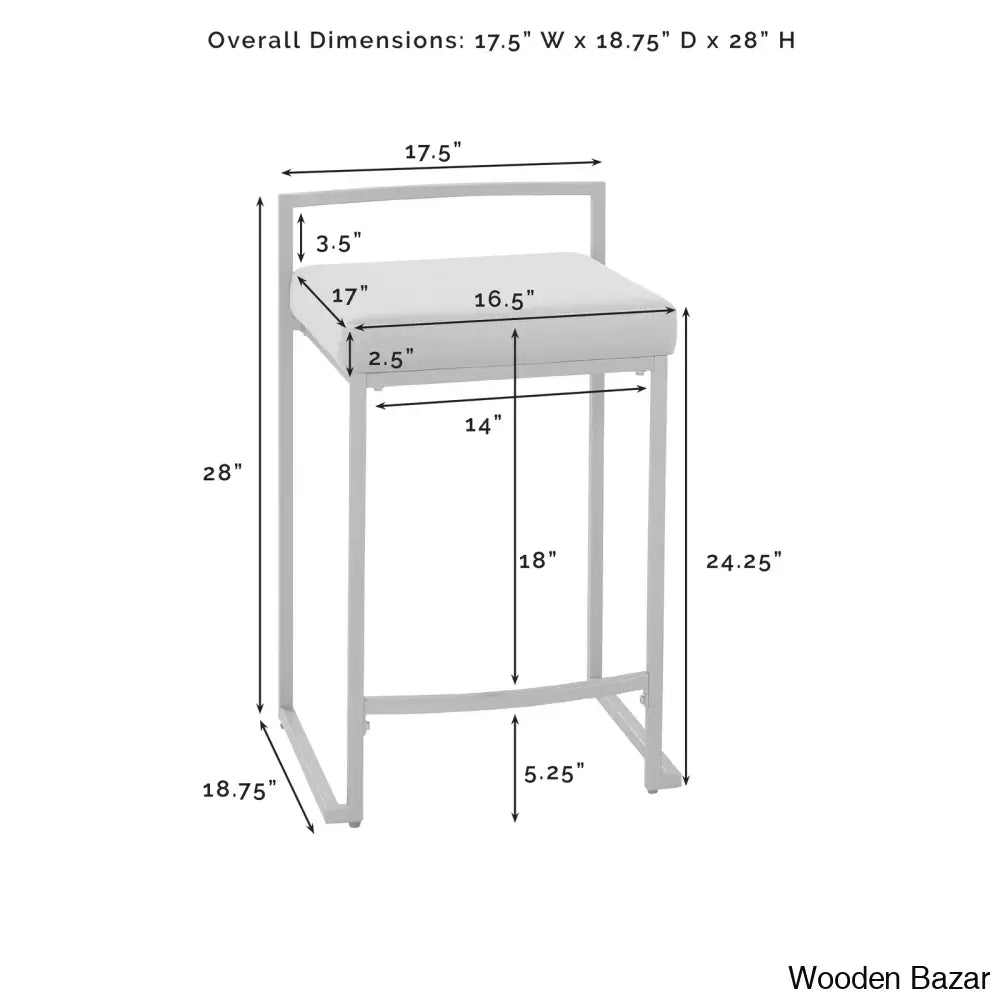 Progresoz Upholstered Counter And Bar Stool With Metal Frame (Set Of 2)