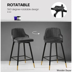 Quii Swivel Velvet Upholstered Counter & Bar Stool (Set Of 2)