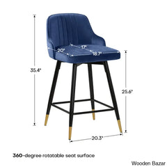 Quii Swivel Velvet Upholstered Counter & Bar Stool (Set Of 2)