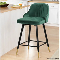 Quii Swivel Velvet Upholstered Counter & Bar Stool (Set Of 2)