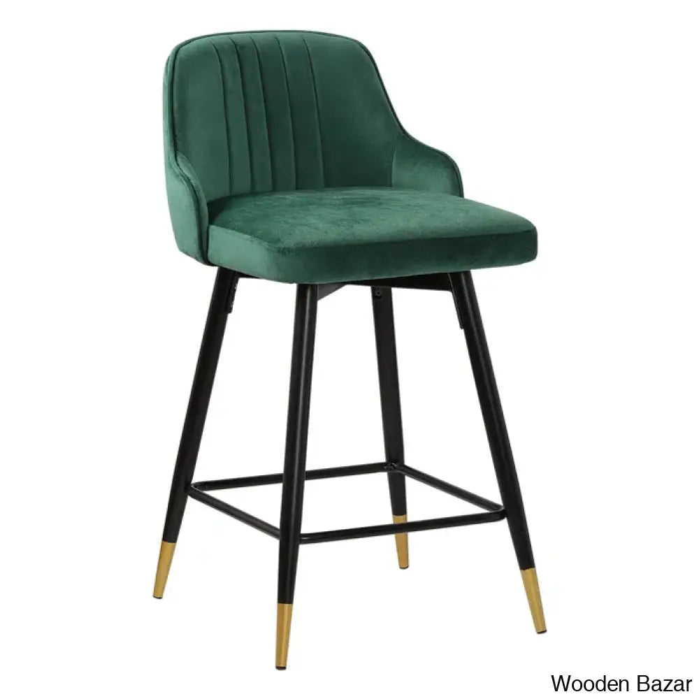 Quii Swivel Velvet Upholstered Counter & Bar Stool (Set Of 2)