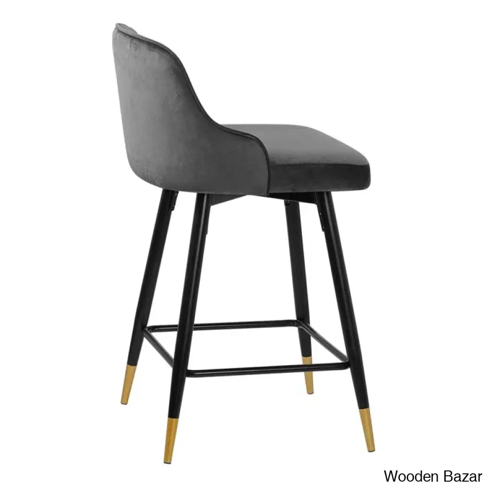 Quii Swivel Velvet Upholstered Counter & Bar Stool (Set Of 2)