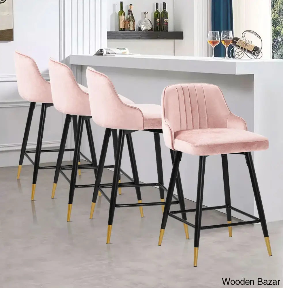 Quiin Swivel Velvet Upholstered Counter & Bar Stool (Set Of 4)