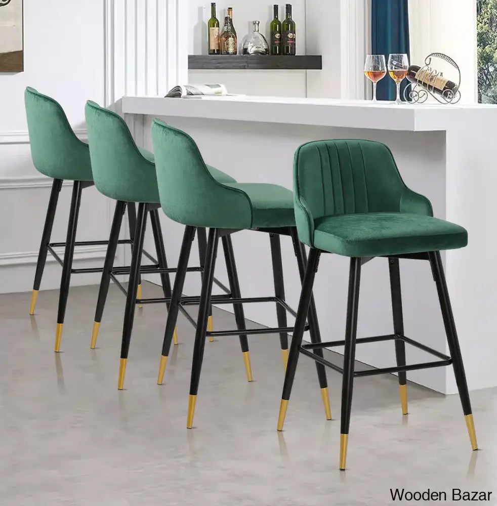 Quiin Swivel Velvet Upholstered Counter & Bar Stool (Set Of 4)