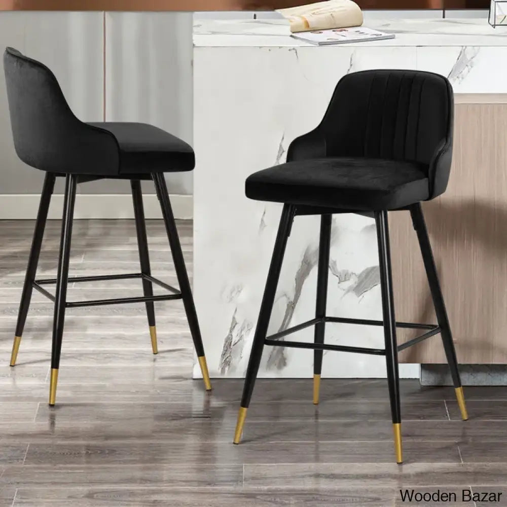 Quiin Swivel Velvet Upholstered Counter & Bar Stool (Set Of 4)