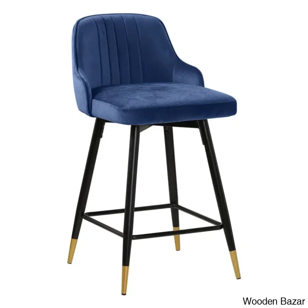 Quiin Swivel Velvet Upholstered Counter & Bar Stool (Set Of 4)