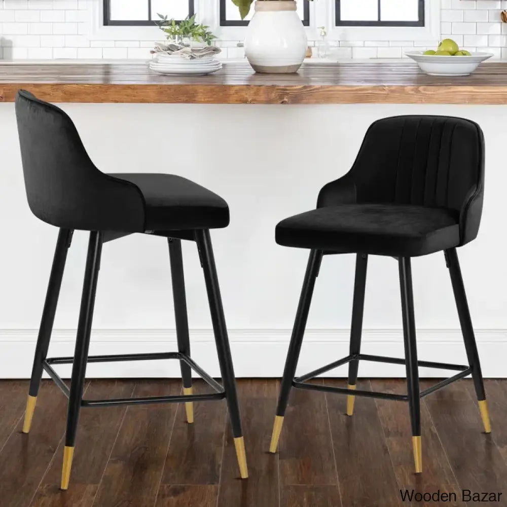 Quiin Swivel Velvet Upholstered Counter & Bar Stool (Set Of 4)