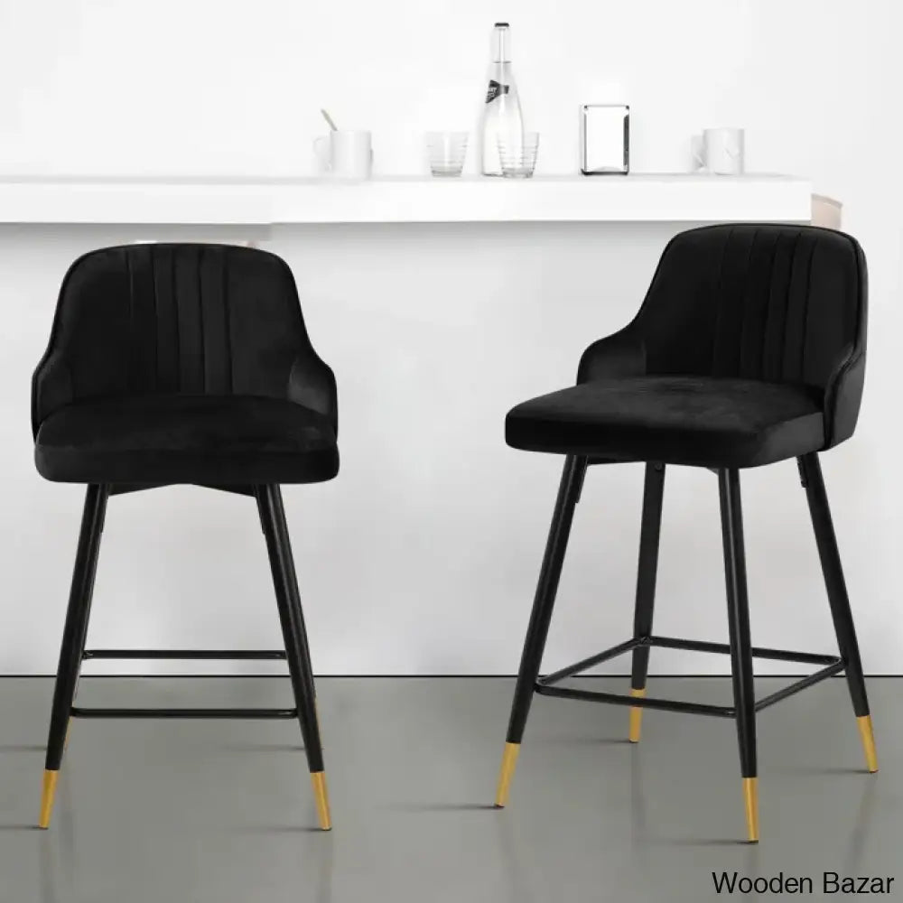 Quiin Swivel Velvet Upholstered Counter & Bar Stool (Set Of 4)