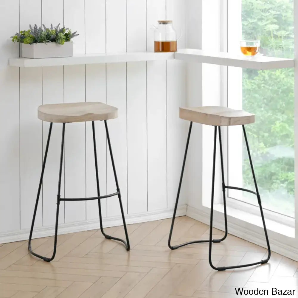 Racettem Swivel Counter And Bar Stool With Metal Frame (Set Of 2)