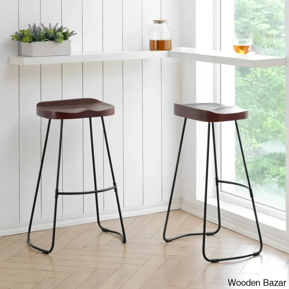 Racettem Swivel Counter And Bar Stool With Metal Frame (Set Of 2)