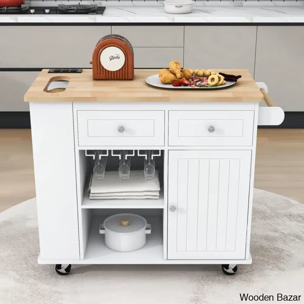 Raegina Kitchen Storage Island With Drop Leaf 5 Wheels And Wine Rack Trolley Cart Cabinet Kitchen