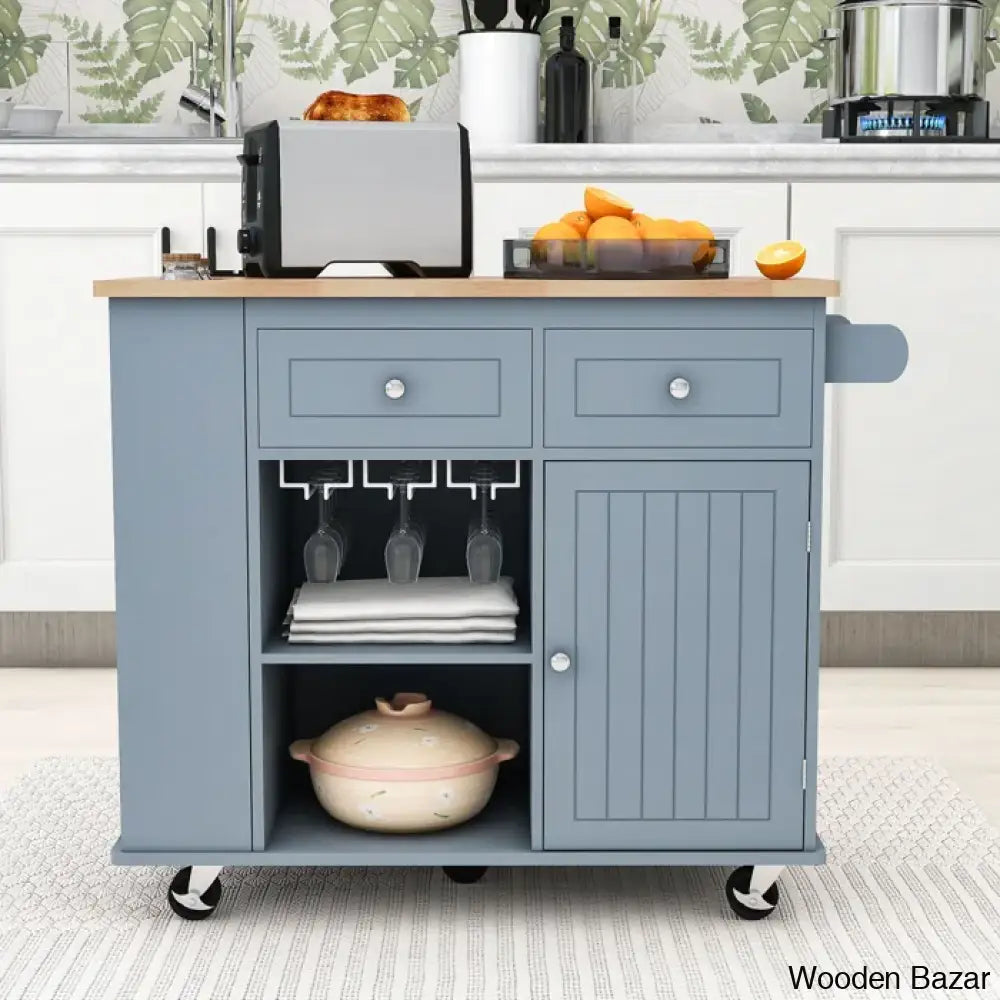 Raegina Kitchen Storage Island With Drop Leaf 5 Wheels And Wine Rack Trolley Cart Cabinet Kitchen