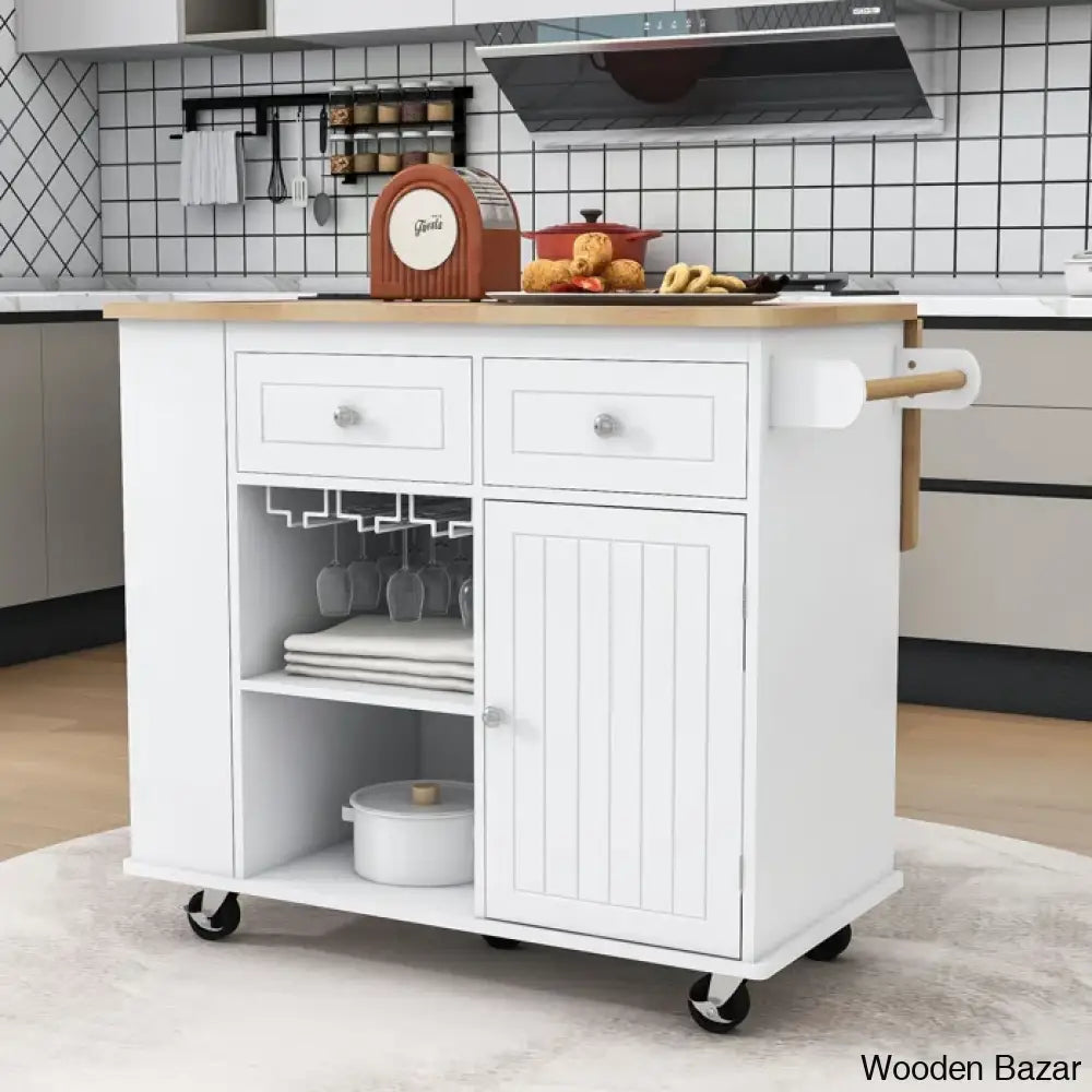 Raegina Kitchen Storage Island With Drop Leaf 5 Wheels And Wine Rack Trolley Cart Cabinet Kitchen