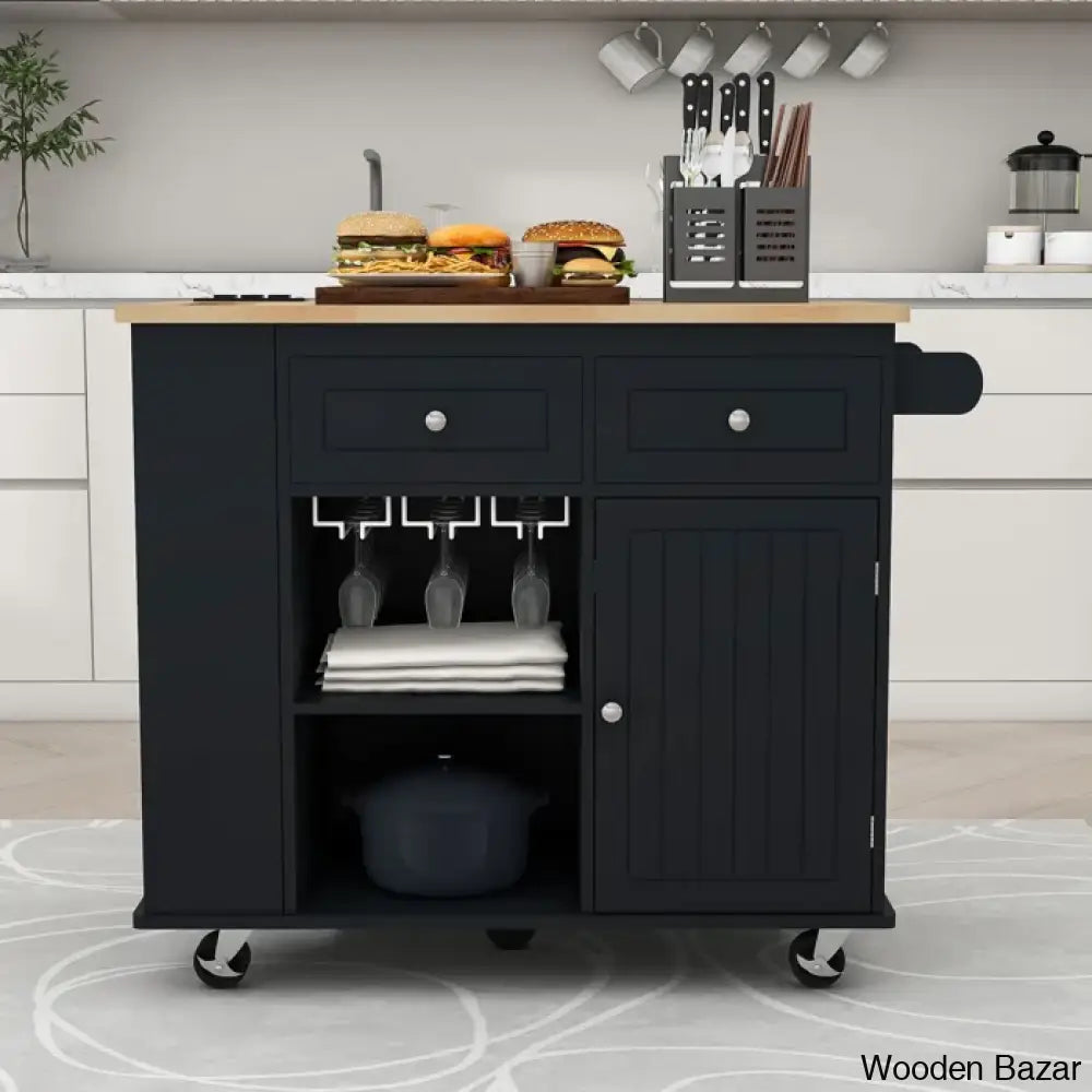 Raegina Kitchen Storage Island With Drop Leaf 5 Wheels And Wine Rack Trolley Cart Cabinet Kitchen