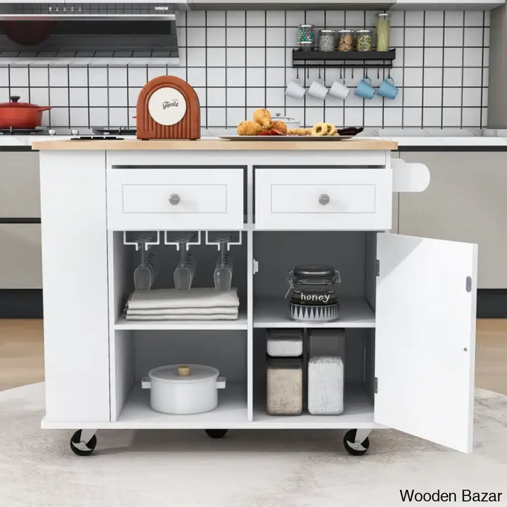 Raegina Kitchen Storage Island With Drop Leaf 5 Wheels And Wine Rack Trolley Cart Cabinet Kitchen