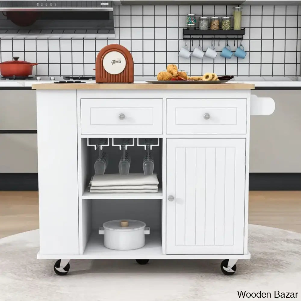 Raegina Kitchen Storage Island With Drop Leaf 5 Wheels And Wine Rack Trolley Cart Cabinet Kitchen