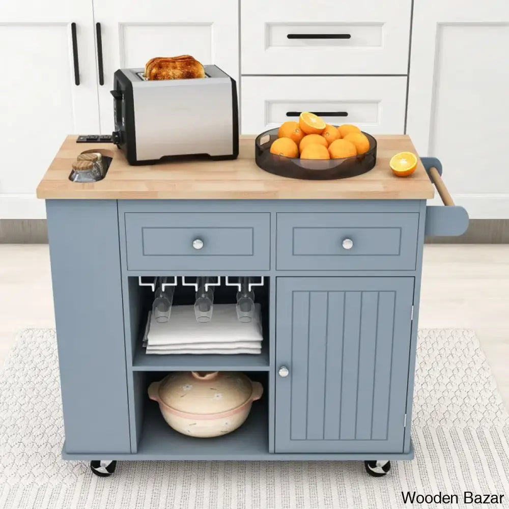 Raegina Kitchen Storage Island With Drop Leaf 5 Wheels And Wine Rack Trolley Cart Cabinet Kitchen