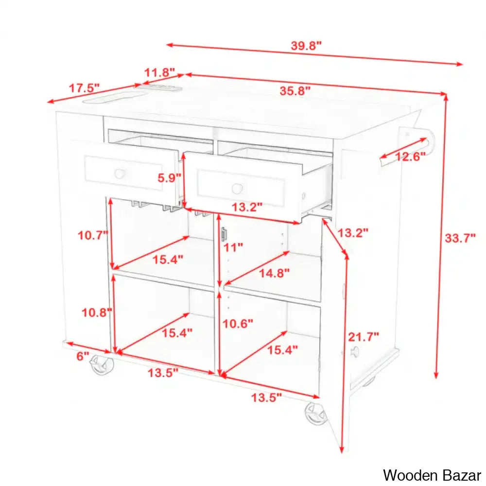 Raegina Kitchen Storage Island With Drop Leaf 5 Wheels And Wine Rack Trolley Cart Cabinet Kitchen