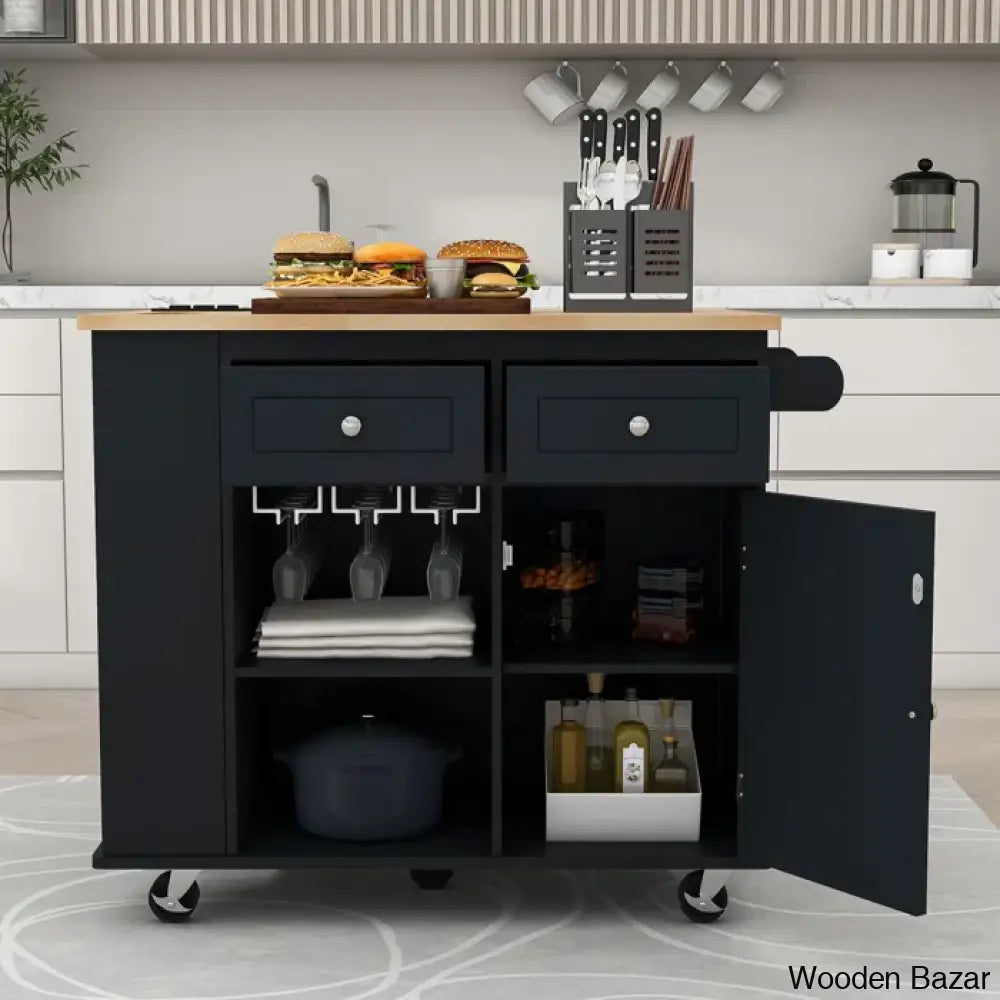 Raegina Kitchen Storage Island With Drop Leaf 5 Wheels And Wine Rack Trolley Cart Cabinet Kitchen