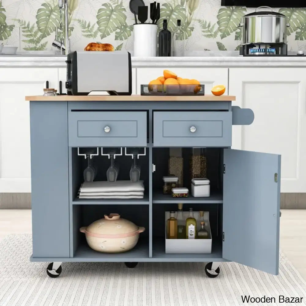 Raegina Kitchen Storage Island With Drop Leaf 5 Wheels And Wine Rack Trolley Cart Cabinet Kitchen