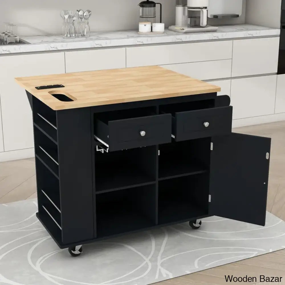 Raegina Kitchen Storage Island With Drop Leaf 5 Wheels And Wine Rack Trolley Cart Cabinet Kitchen