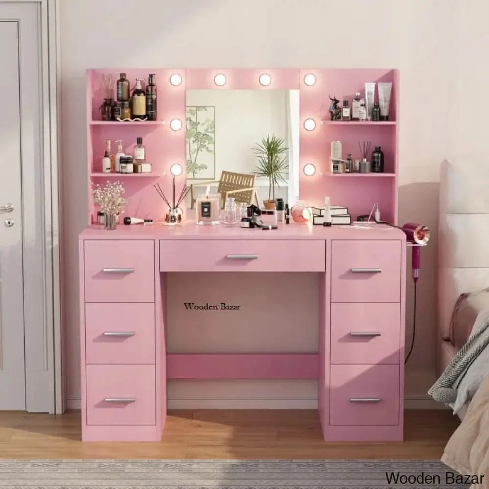 Ragin Makeup Vanity dressing table With Usb Power Outlet And Modes Adjustable Brightness Light mirror