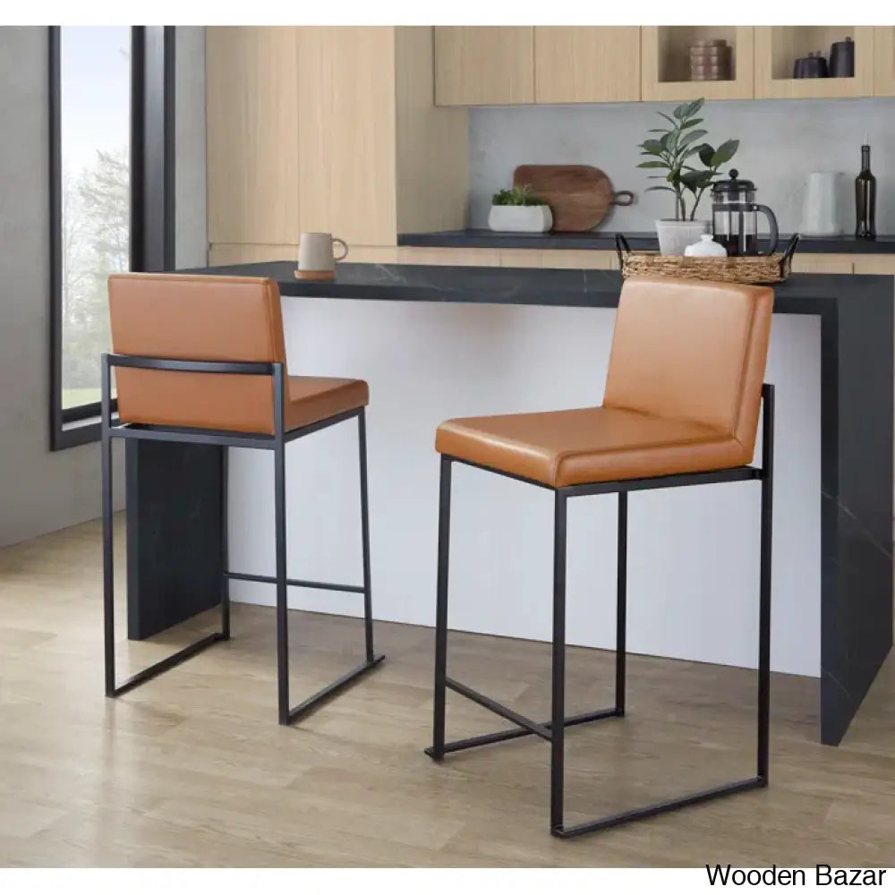 Rakowskiz Swivel Upholstered Counter And Bar Stool With Metal Frame (Set Of 2)