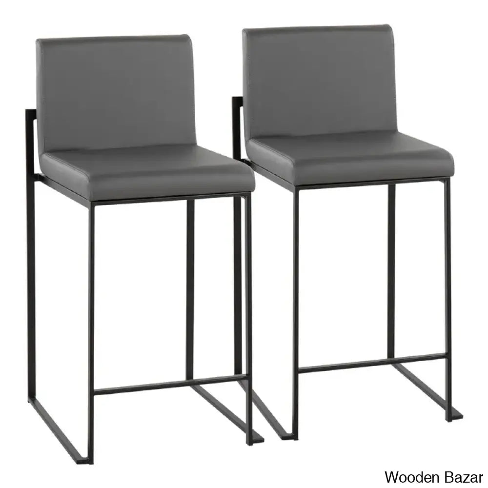 Rakowskiz Swivel Upholstered Counter And Bar Stool With Metal Frame (Set Of 2)