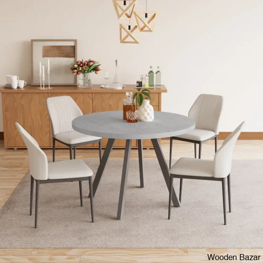 Ranjiosh 35.4’’ Round Dining Table Set | Sleek Modern Kitchen For 4People