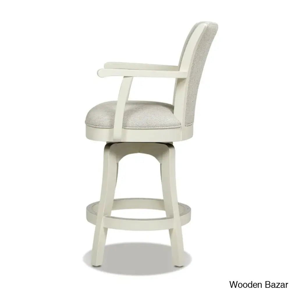 Ranksv Swivel Modern Counter & Bar Stool Set Of 2 - Wooden Bazar