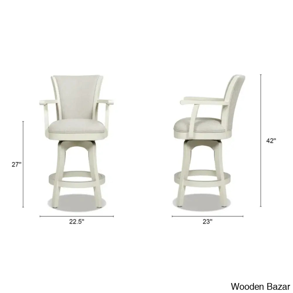 Ranksv Swivel Modern Counter & Bar Stool Set Of 2 - Wooden Bazar