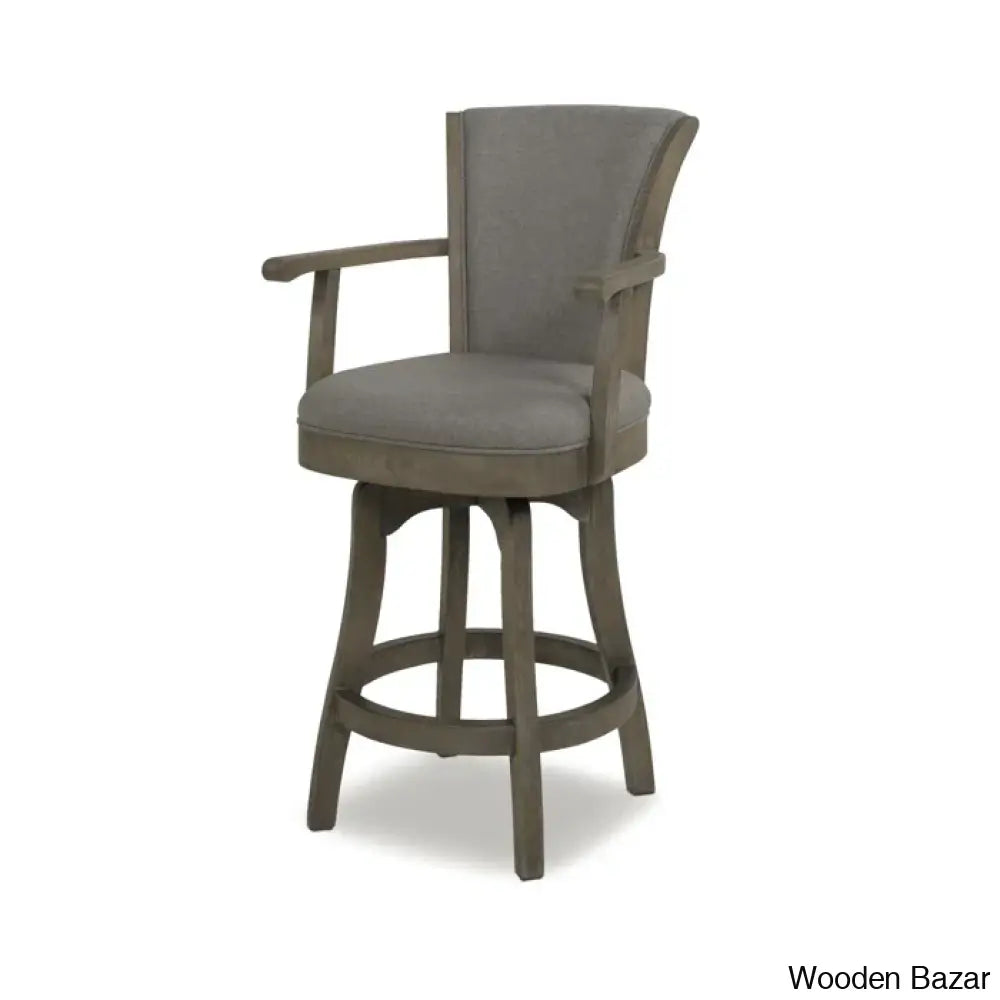 Ranksv Swivel Modern Counter & Bar Stool Set Of 2 - Wooden Bazar