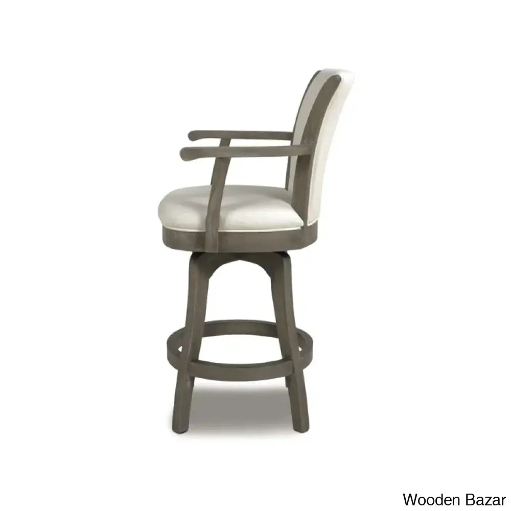 Ranksv Swivel Modern Counter & Bar Stool Set Of 2 - Wooden Bazar