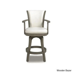 Ranksv Swivel Modern Counter & Bar Stool Set Of 2 - Wooden Bazar