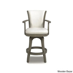 Ranksv Swivel Modern Counter & Bar Stool Set Of 2 - Wooden Bazar Natural White / (27’’ Seat Height)