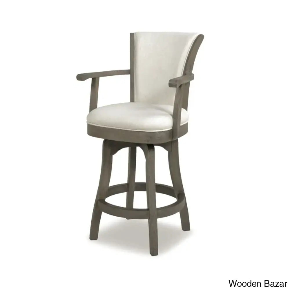 Ranksv Swivel Modern Counter & Bar Stool Set Of 2 - Wooden Bazar Natural White / (31’’ Seat Height)