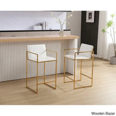 Ransfordo Swivel 25.5’’ Counter And Bar Stool (Set Of 2) White/Gold Frame