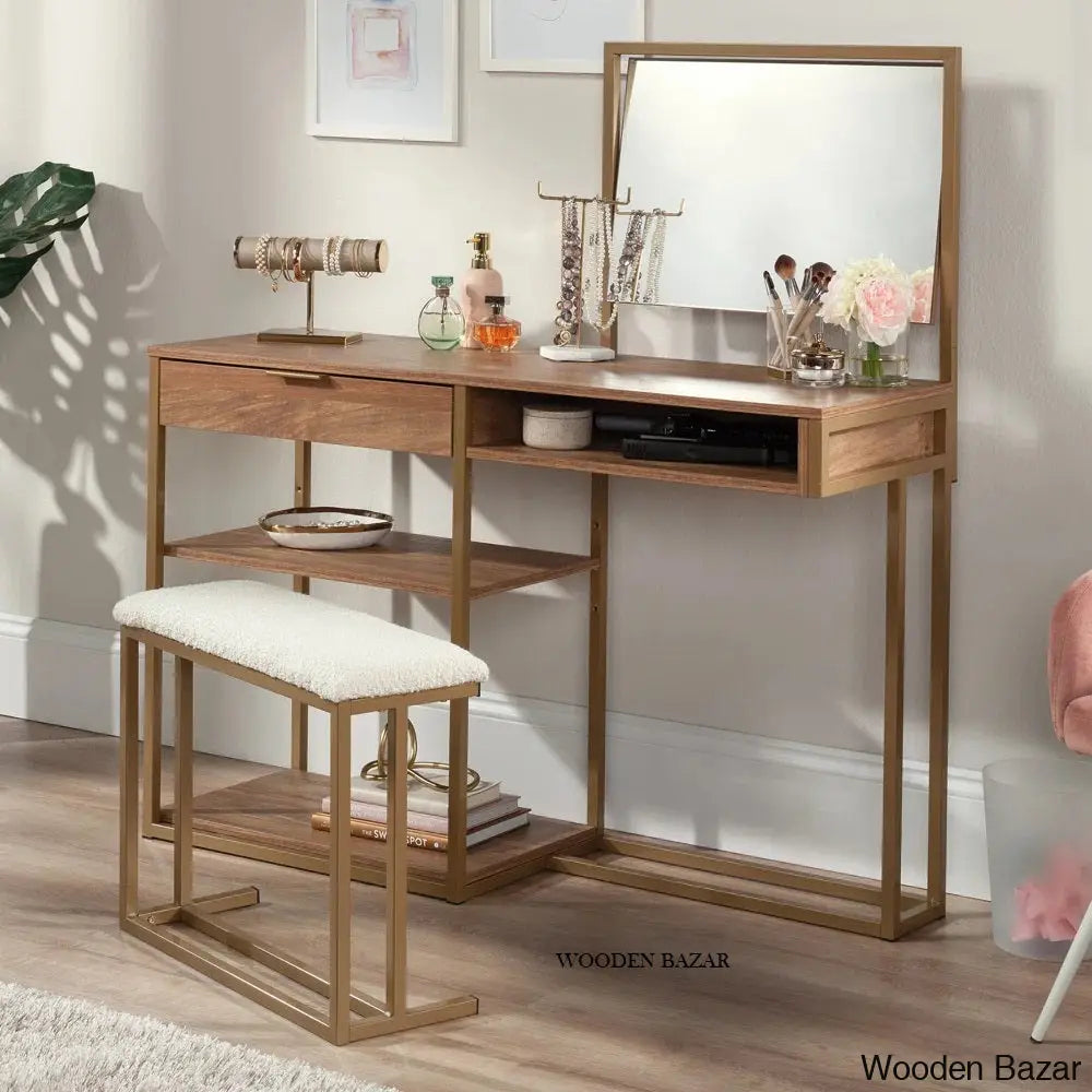 Rashmika Vanity Dressing Table With Mirror And Stool