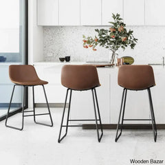 Ratzlaffo Swivel Upholstered Counter And Bar Stool With Metal Frame (Set Of 3) Brown / Bar (30”