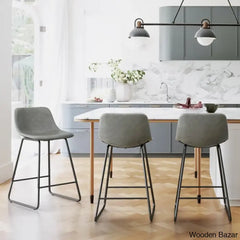 Ratzlaffo Swivel Upholstered Counter And Bar Stool With Metal Frame (Set Of 3) Gray / Bar (30”