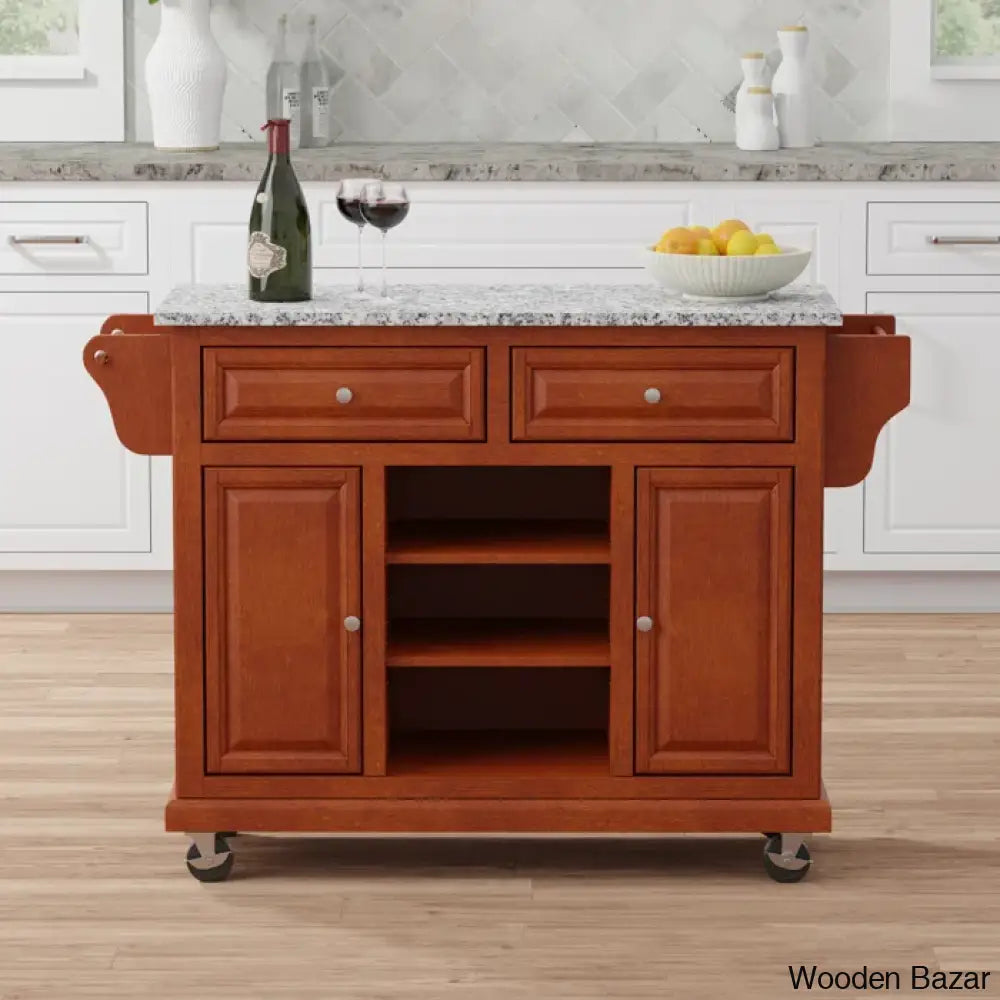 Raynham Wide Rolling Kitchen Island Trolley Cart Cabinet Kitchen Island With Storage