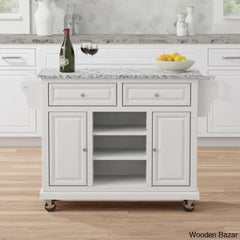 Raynham Wide Rolling Kitchen Island Trolley Cart Cabinet Kitchen Island With Storage